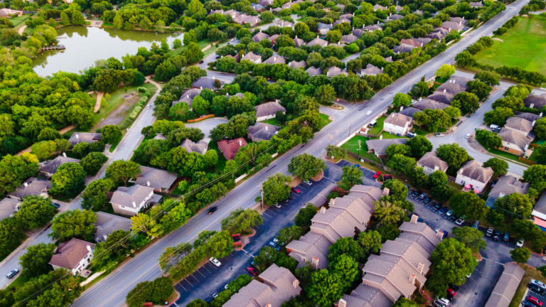 An ariel view of a neighbourhood in York region GTA