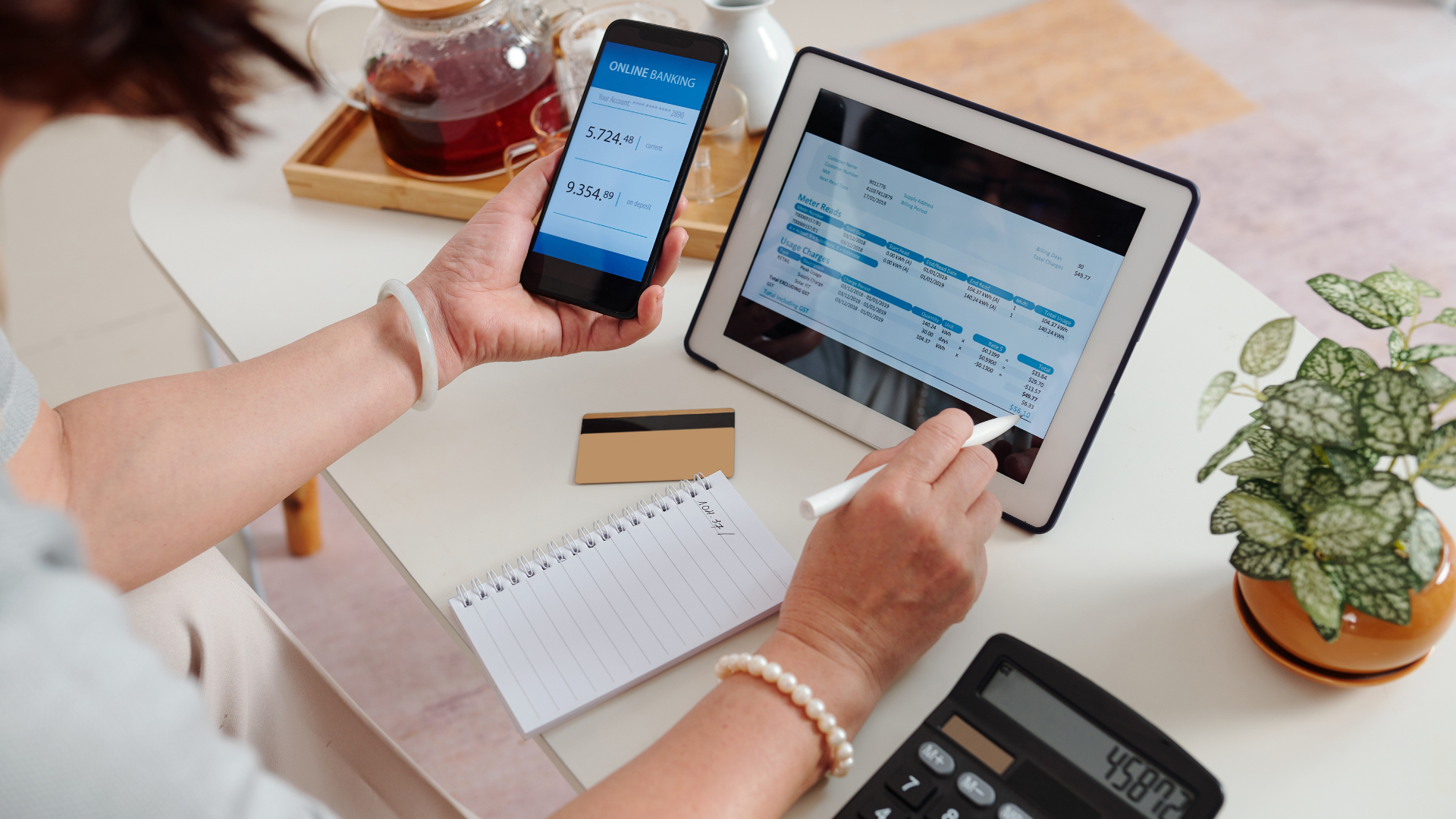 An image of a small business bookkeeper reviewing client records.